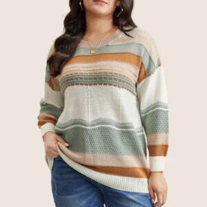 BloomChic Supersoft Essential  Striped Round Neck  Sweater